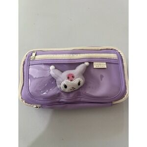 Sanrio Kuromi Plush Pencil Pen Makeup Case 9x5 Inches Purple